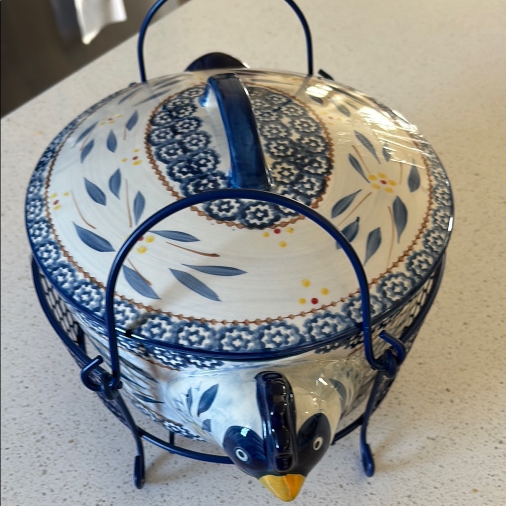 Temp-Tations Blue and White Ceramic Casserole Dish